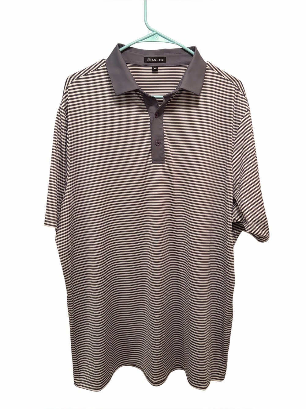 Asher Men's Short-Sleeve Striped Polo. Size XL. Good condition